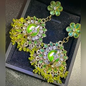 Green & Gold Indian Earrings